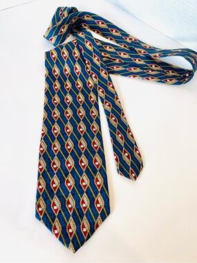 ETIENNE AIGNER Necktie 100% Silk  Abstract Intertwined Diamonds Print